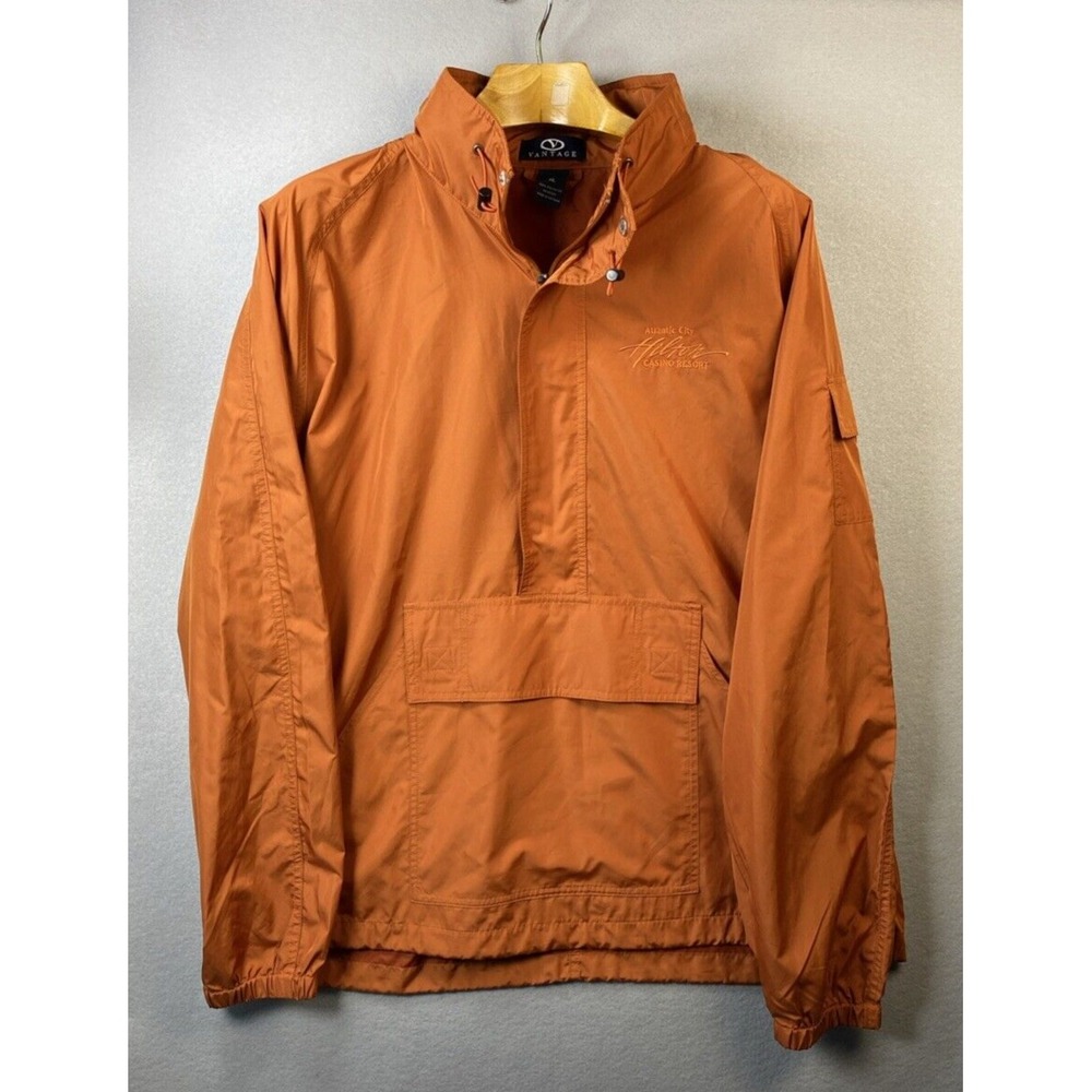 Vantage Nylon Anorak Jacket Mens‎ XL 1/2 Zip Hoodie Windbreaker Vintage Hilton